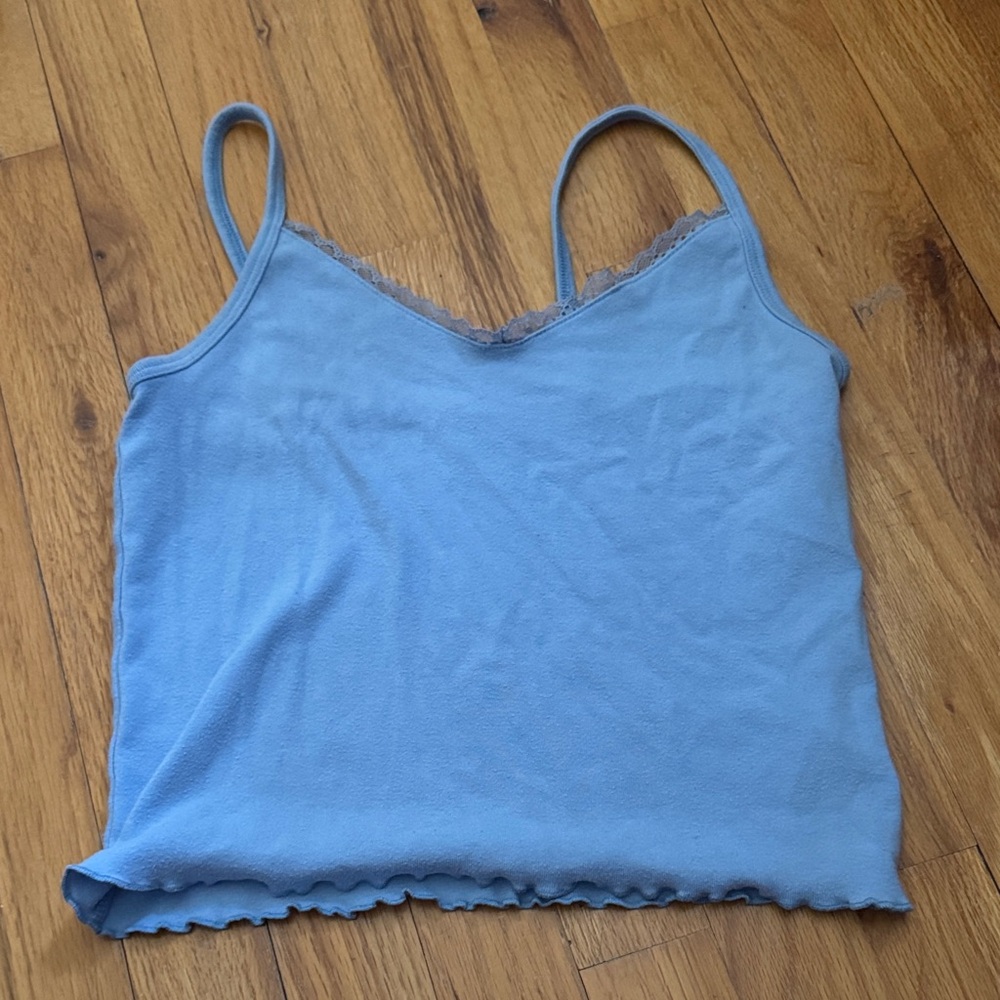 American eagle blue lacy crop tank top